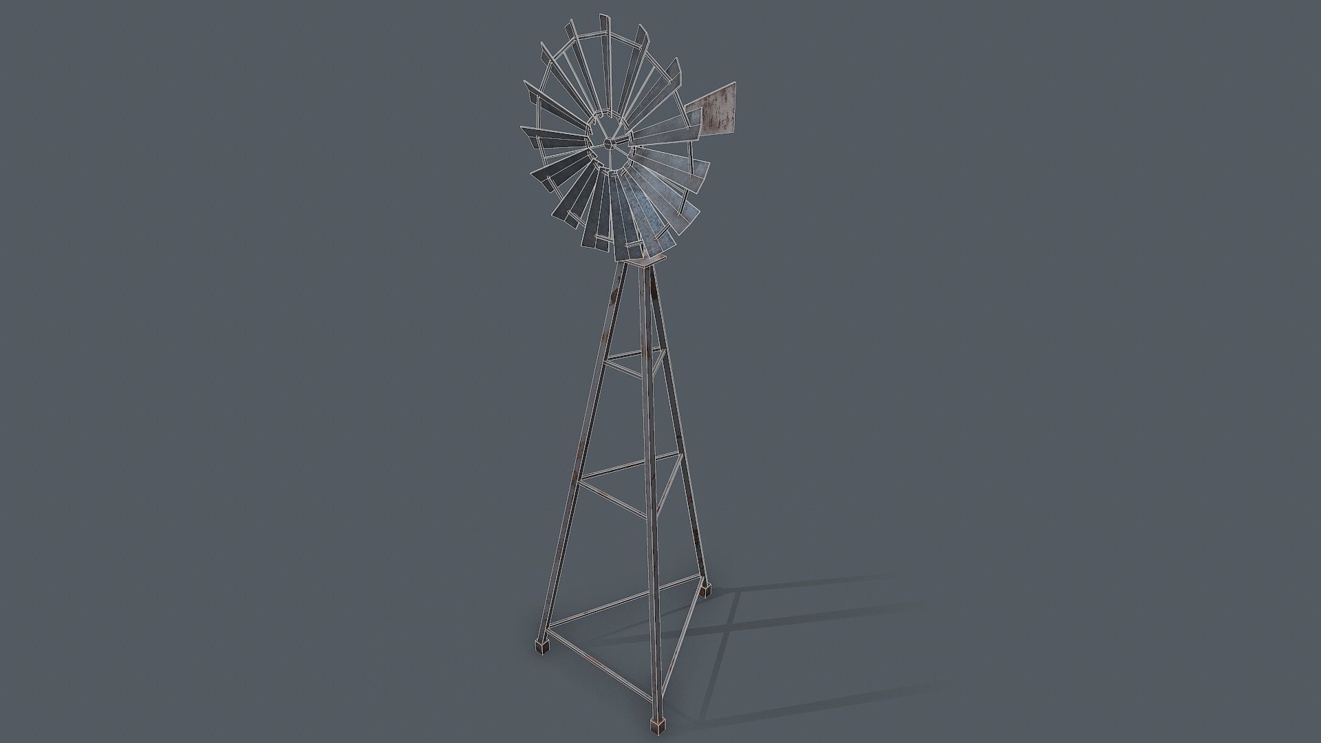 Windmill Game Ready PBR on tripod Low-poly 3D model_8