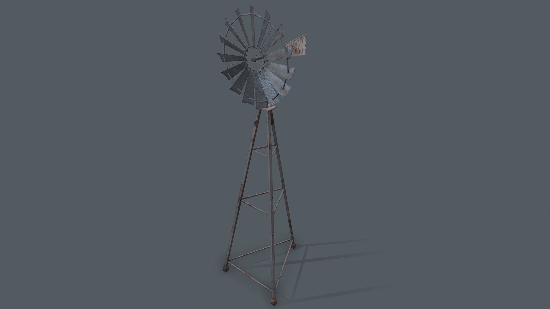 Windmill Game Ready PBR on tripod Low-poly 3D model_7