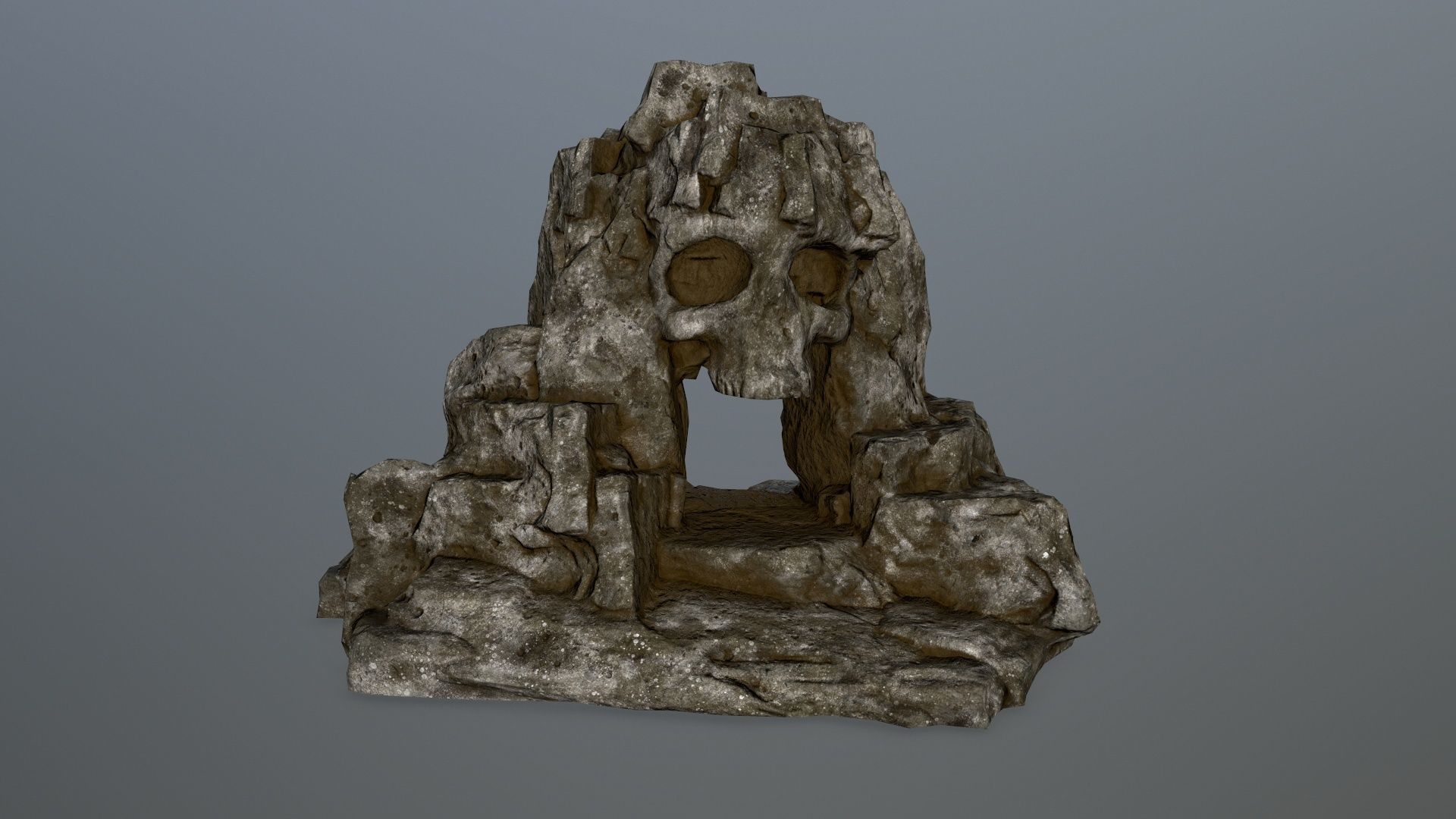 skull cave Low-poly 3D model_1