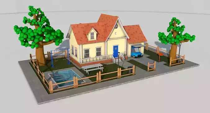 Cartoon House Low-poly 3D model