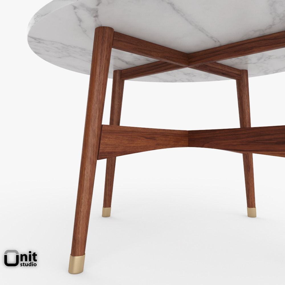 Reeve Mid-Century Round Coffee Table by West Elm 3D model_2