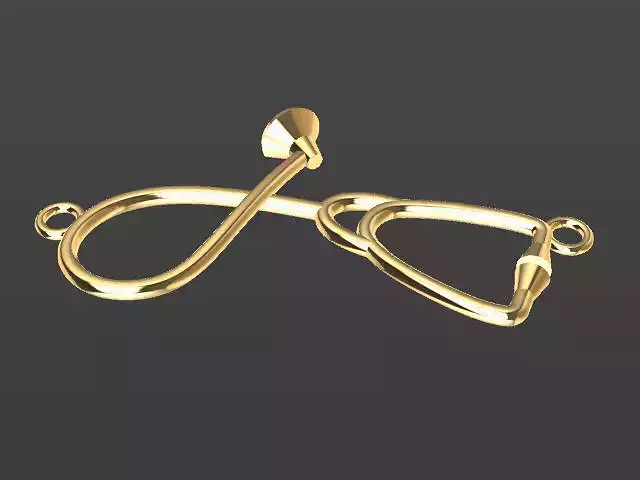 Stethoscope pair of gold earrings