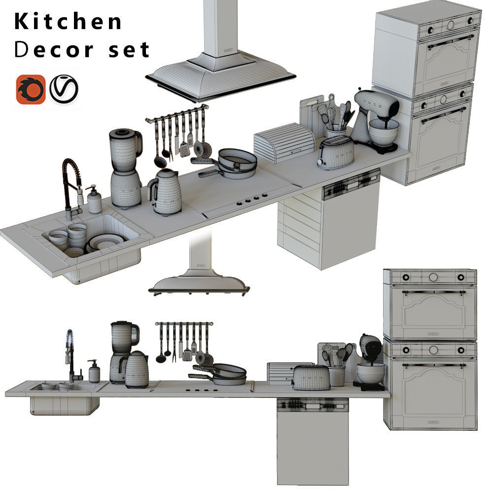 Kitchen decorative set 3D model_2