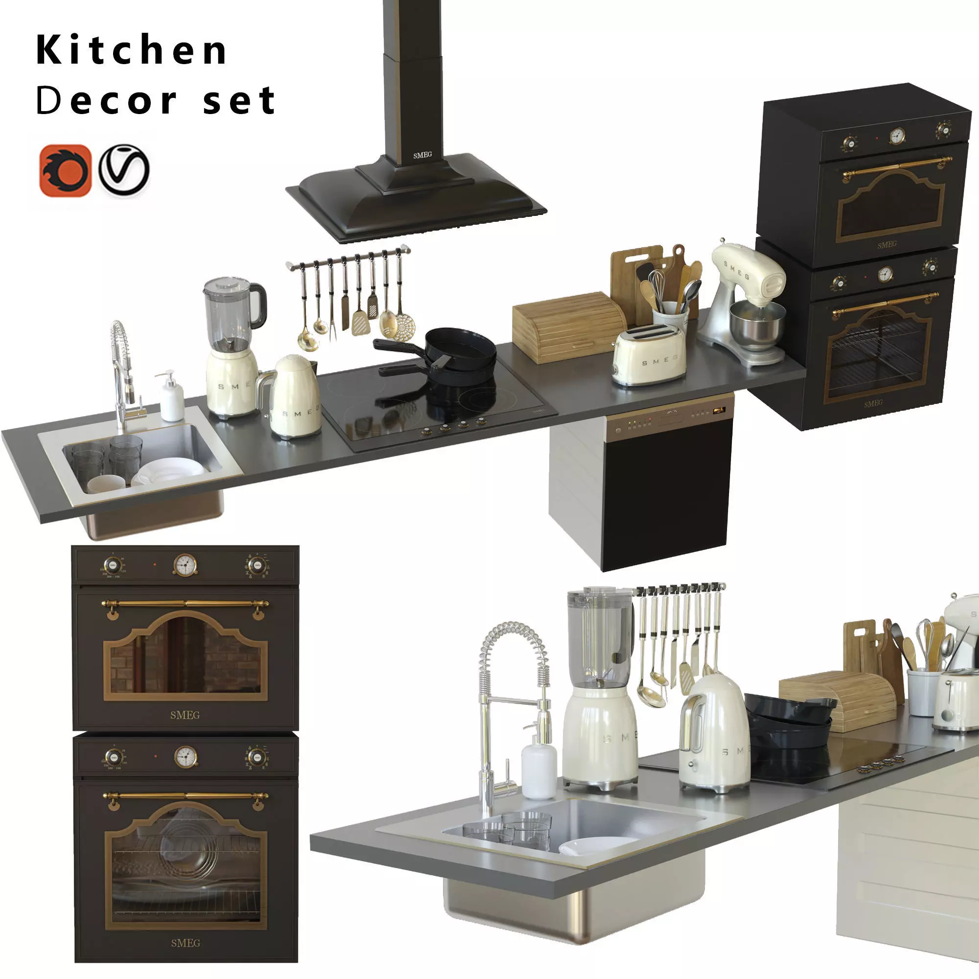 Kitchen decorative set 3D model_0