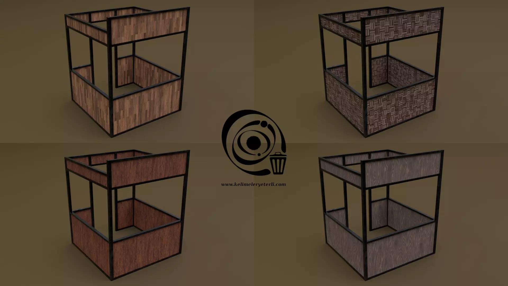 Stall stand 05 4in1 R - 4 PBR Texture 1 Model Low-poly 3D model_0