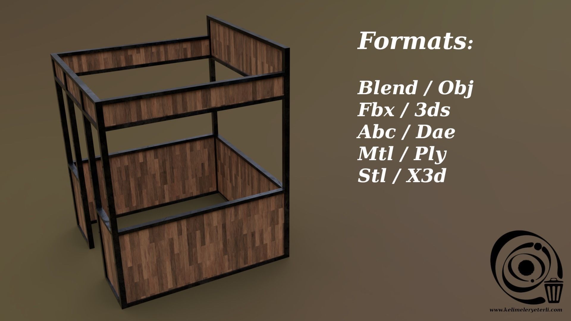 Stall stand 05 4in1 R - 4 PBR Texture 1 Model Low-poly 3D model_2