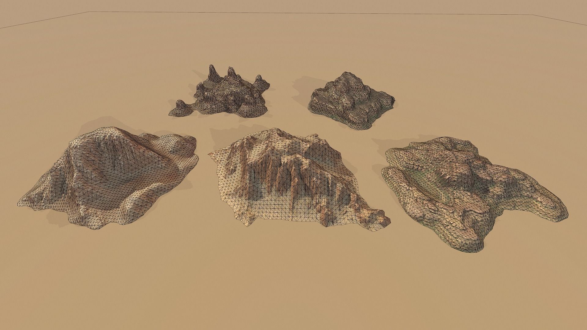 Background Landscapes Desert Sand  Low-poly 3D model_6