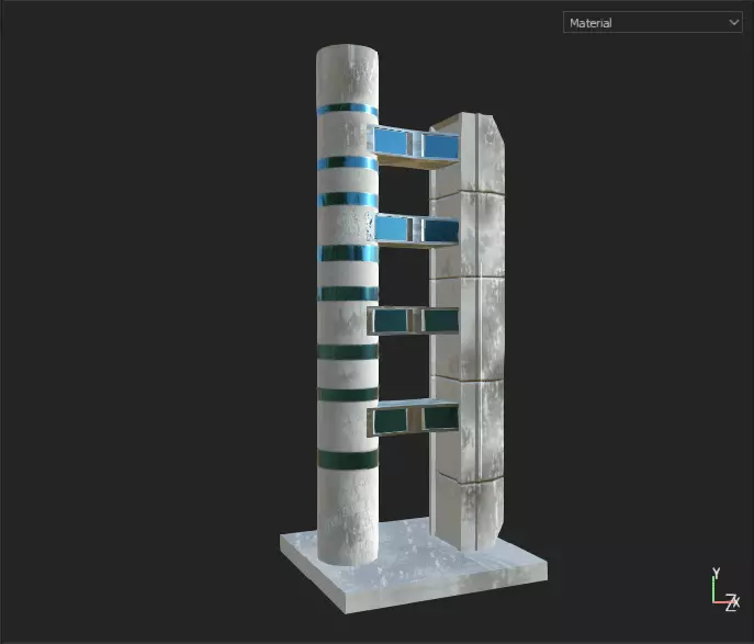 Building 1 cyberpunk  Low-poly 3D model_0