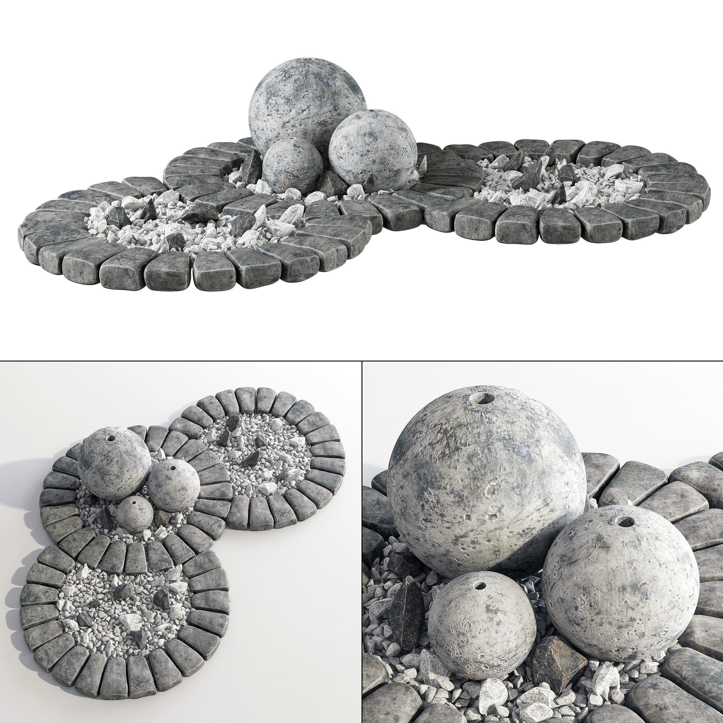 Flowerbed with stone decor