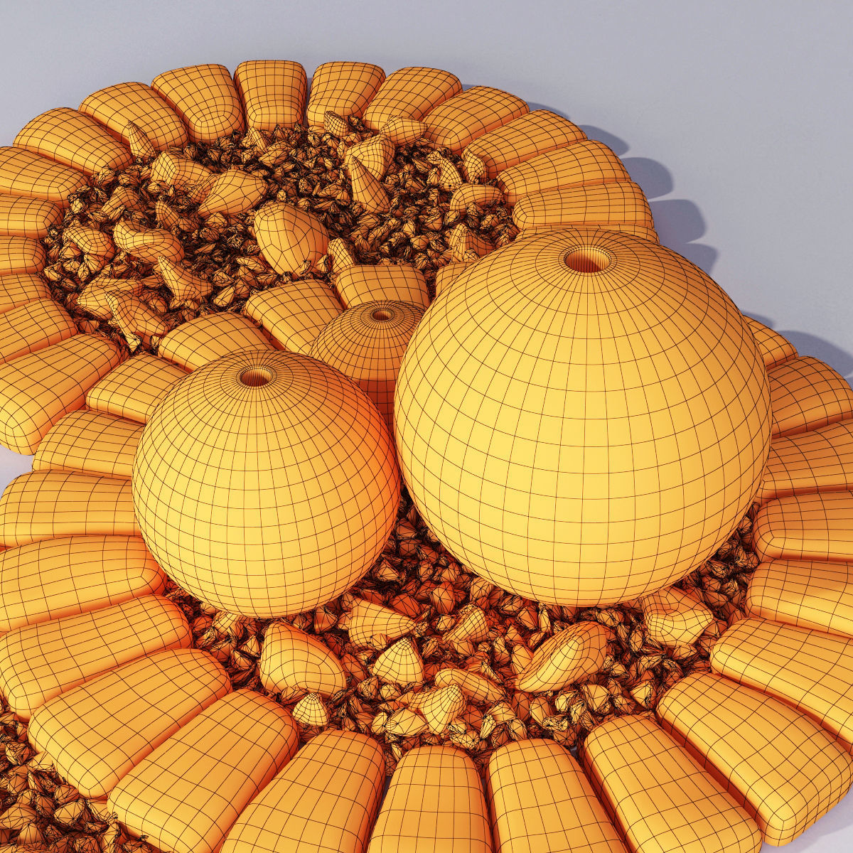 Flowerbed with stone decor 3D model_7