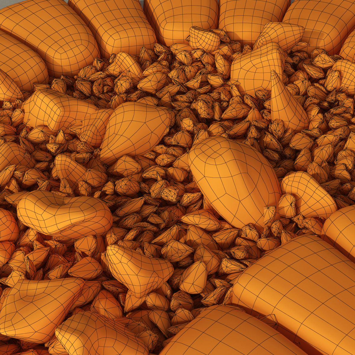 Flowerbed with stone decor 3D model_10