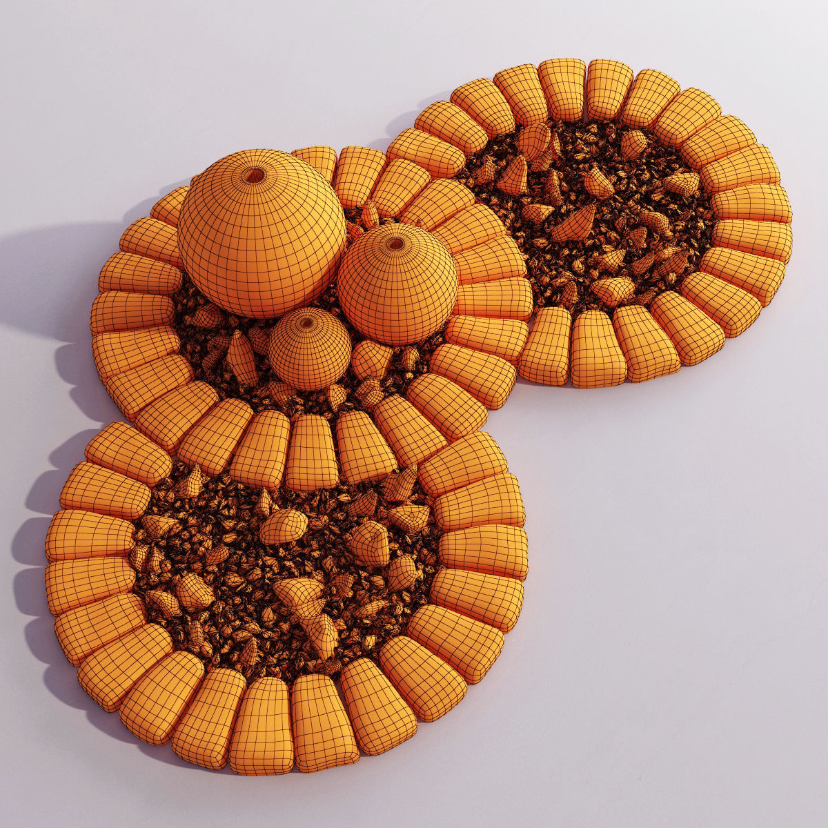 Flowerbed with stone decor 3D model_8