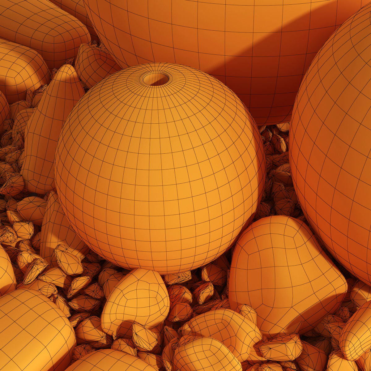 Flowerbed with stone decor 3D model_9