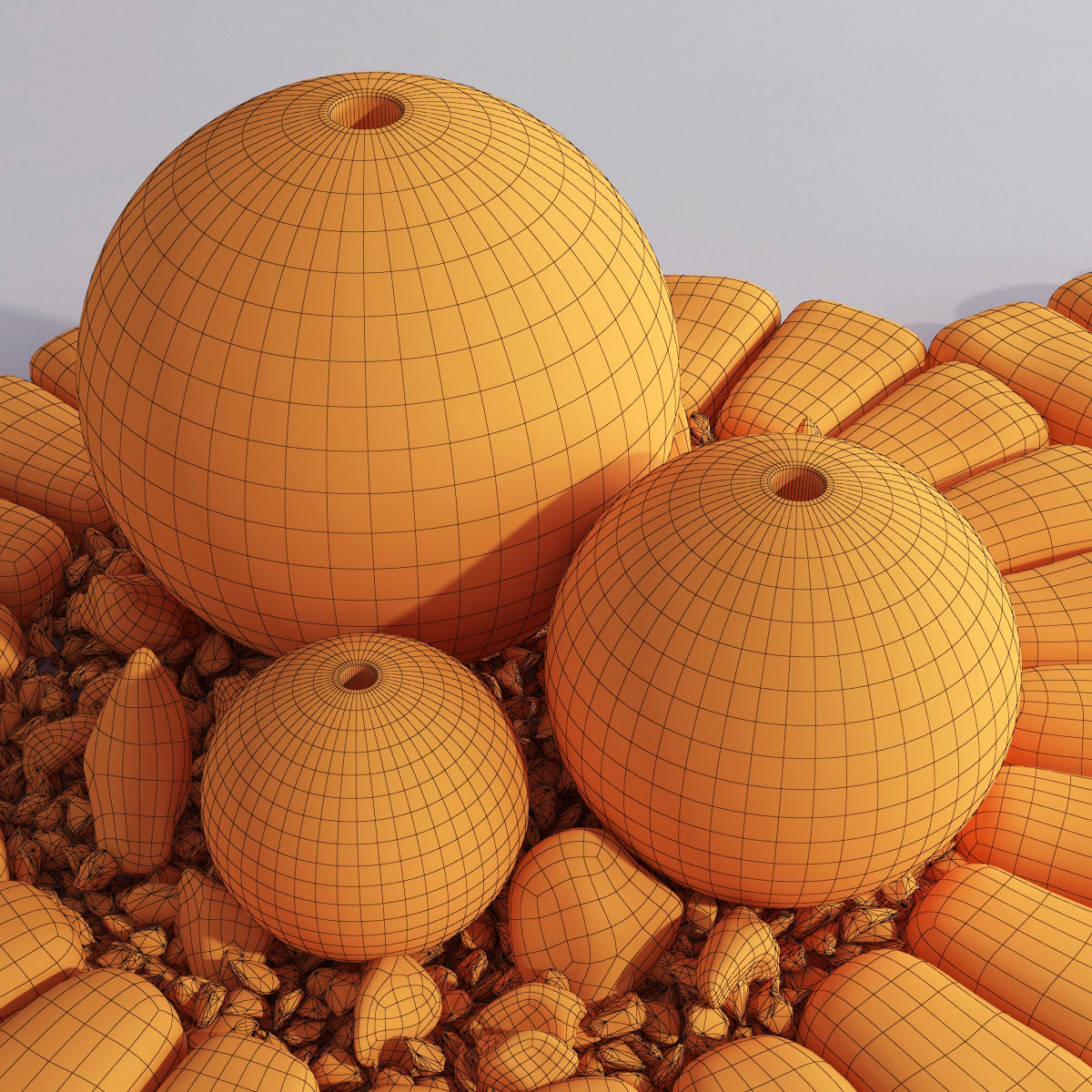 Flowerbed with stone decor 3D model_6