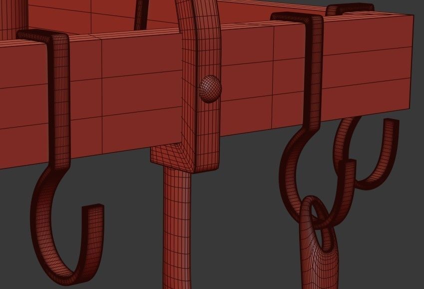 Bronze Kitchen Pot Rack Chandelier 3D model_6