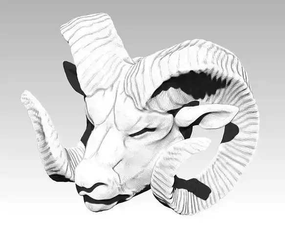 Danger Angry Ram Head Animal Horn Bust