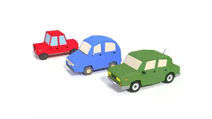 Low Poly Cartoon City Cars Collection 