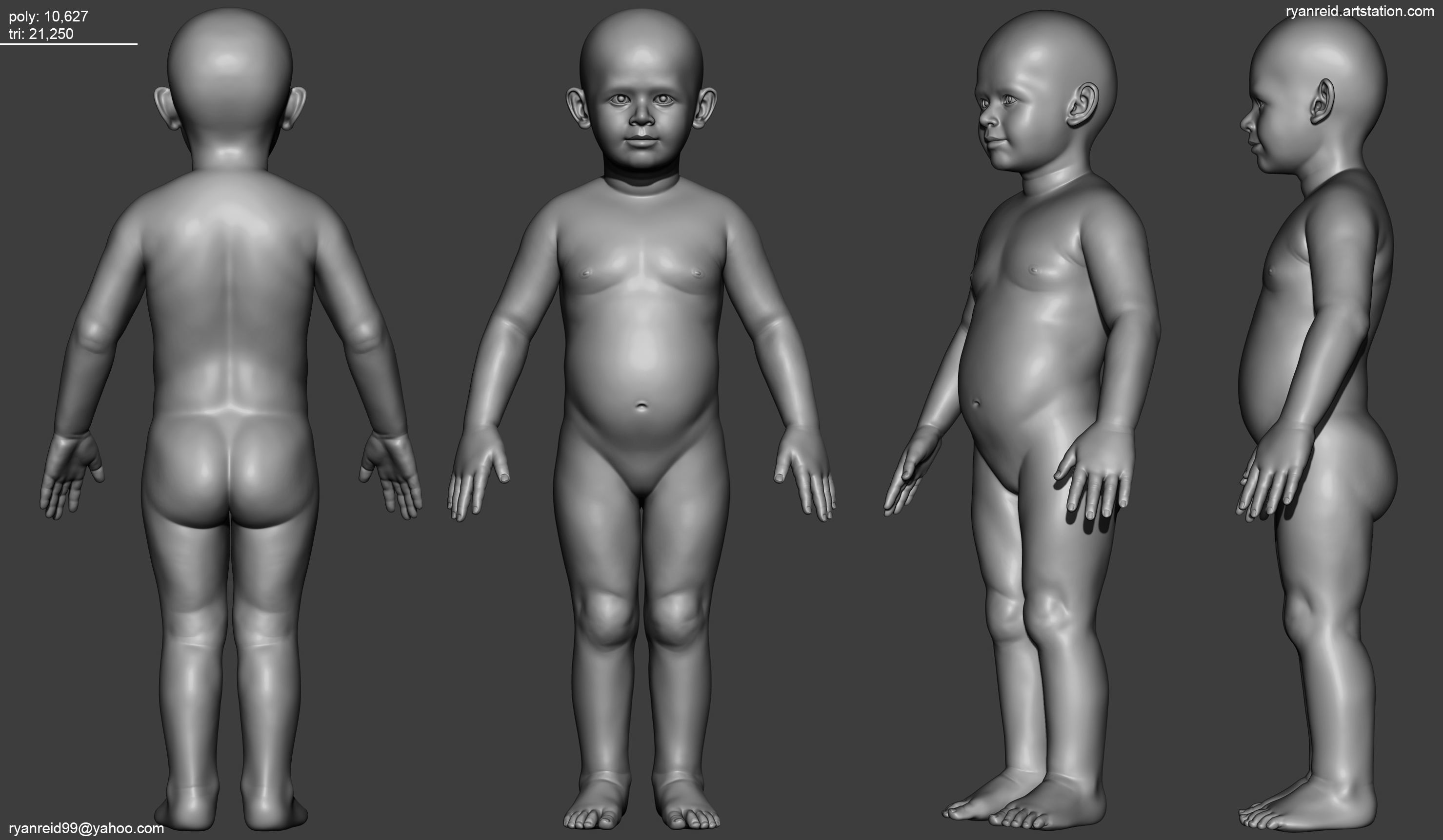 Child Basemesh Low-poly 3D model_2