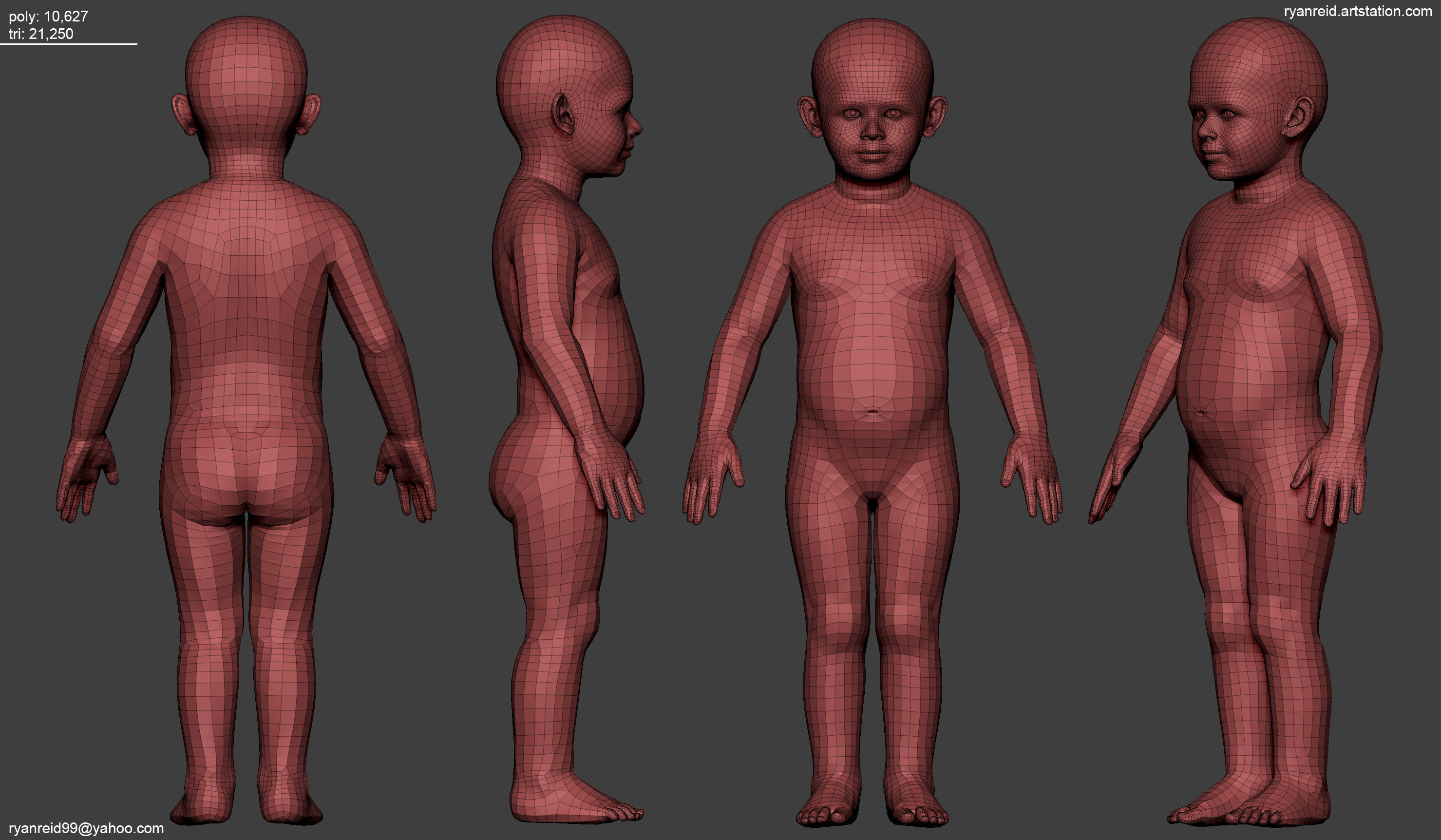 Child Basemesh Low-poly 3D model_3