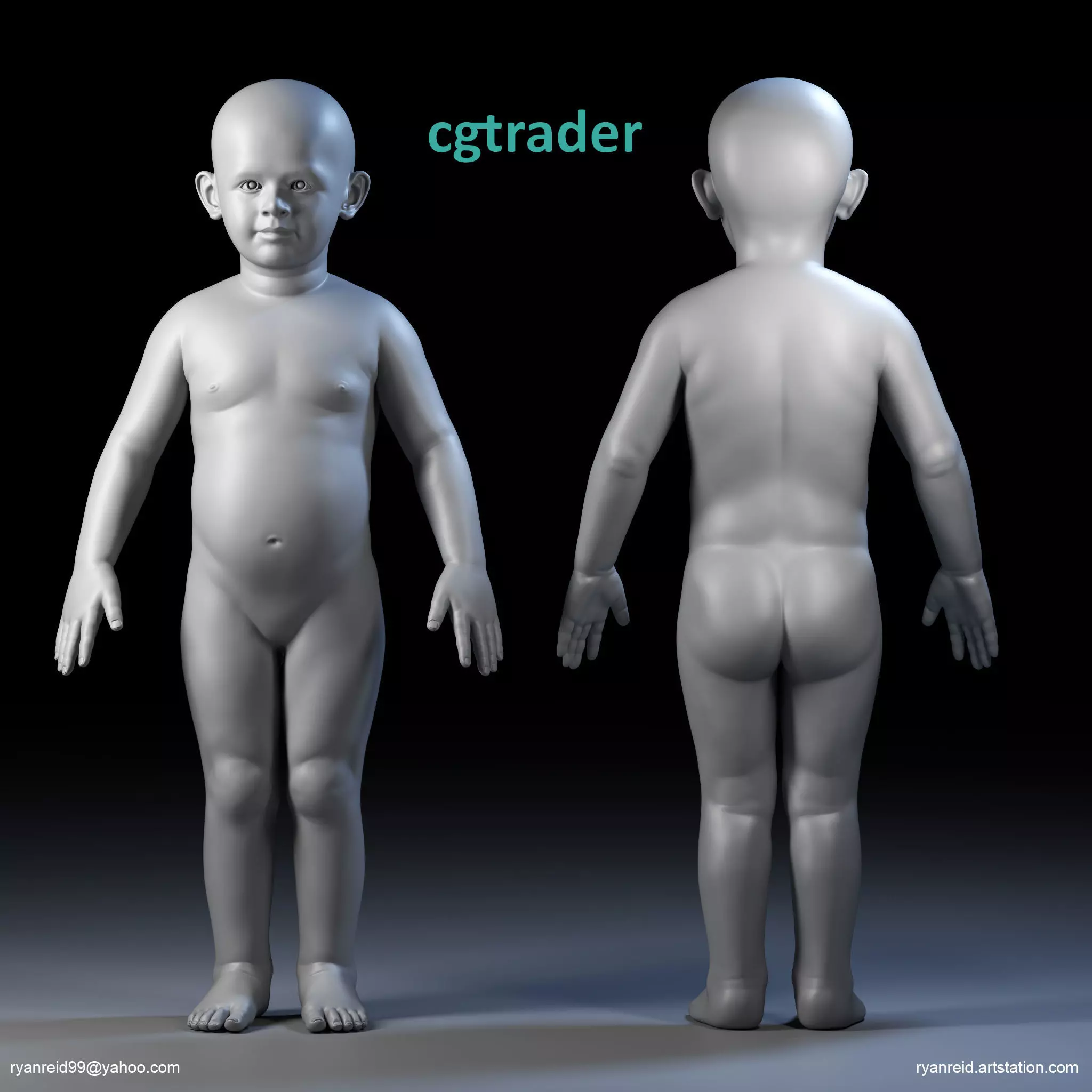 Child Basemesh Low-poly 3D model_0