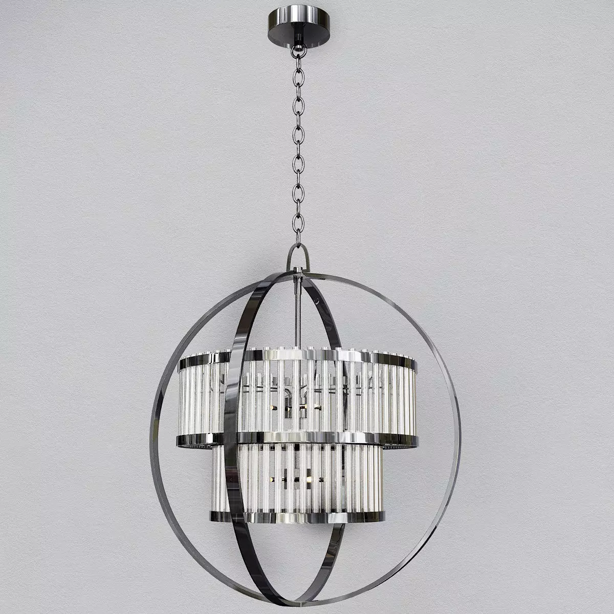 Brushed Nickel Crystal Orb 3D model_0