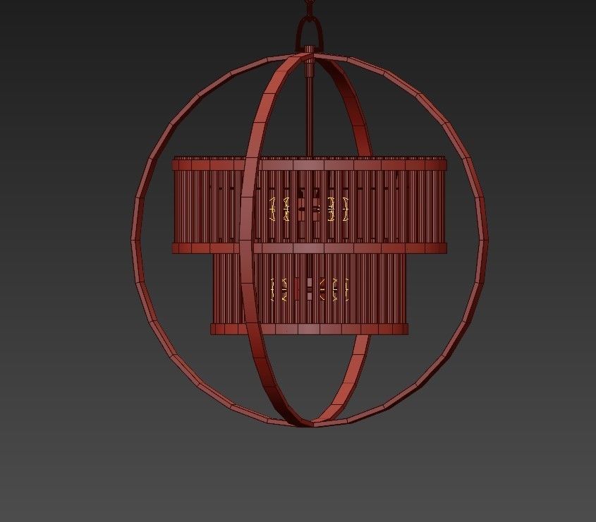 Brushed Nickel Crystal Orb 3D model_1