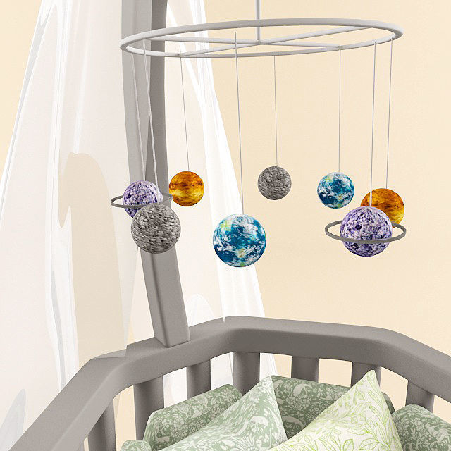 Cradle baby crib with canopy 3D model_3