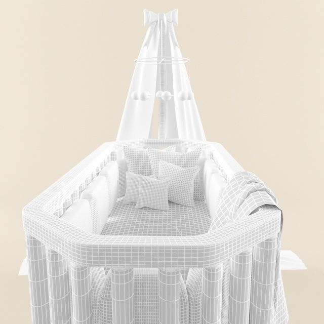 Cradle baby crib with canopy 3D model_8