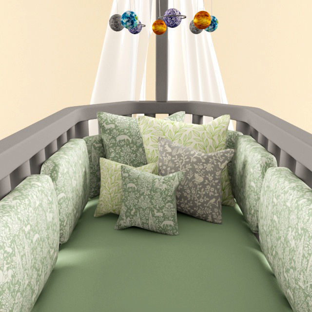 Cradle baby crib with canopy 3D model_2