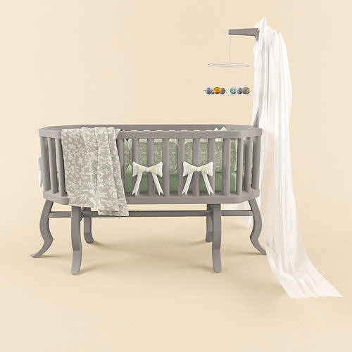 Cradle baby crib with canopy 3D model