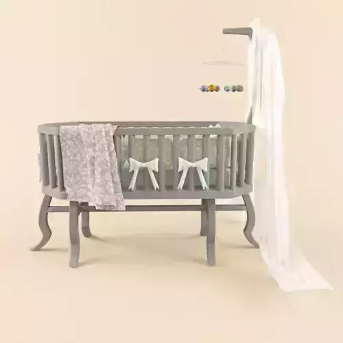 Cradle baby crib with canopy 3D model