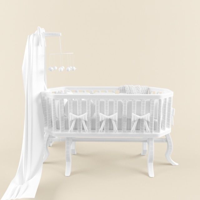 Cradle baby crib with canopy 3D model_6