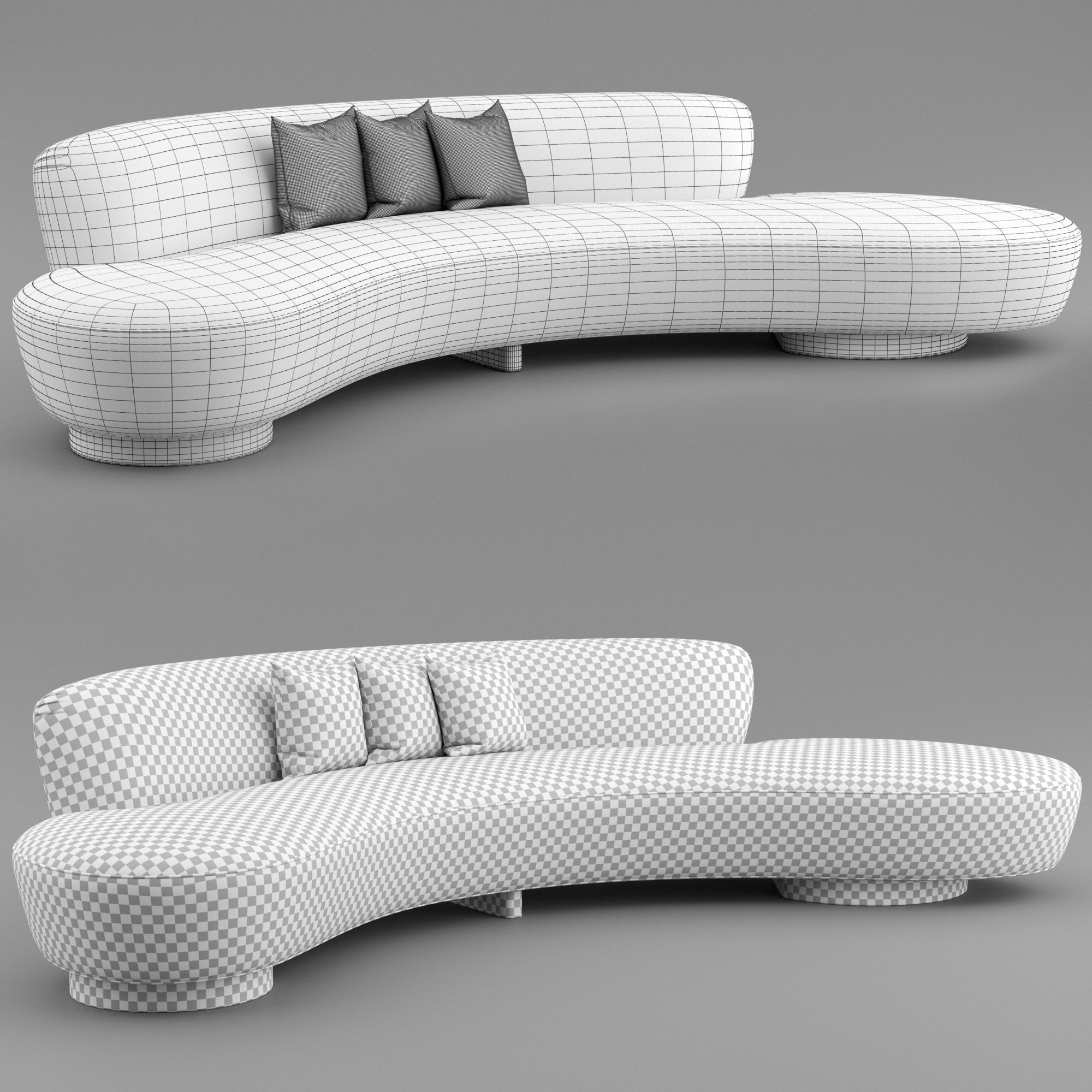 FreeForm Curved Sofa by Vladimir Kagan 3D model_7