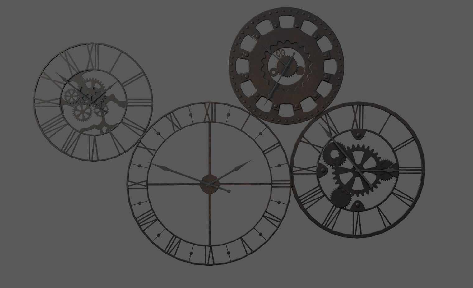 Assorted Clocks Low-poly 3D model_5