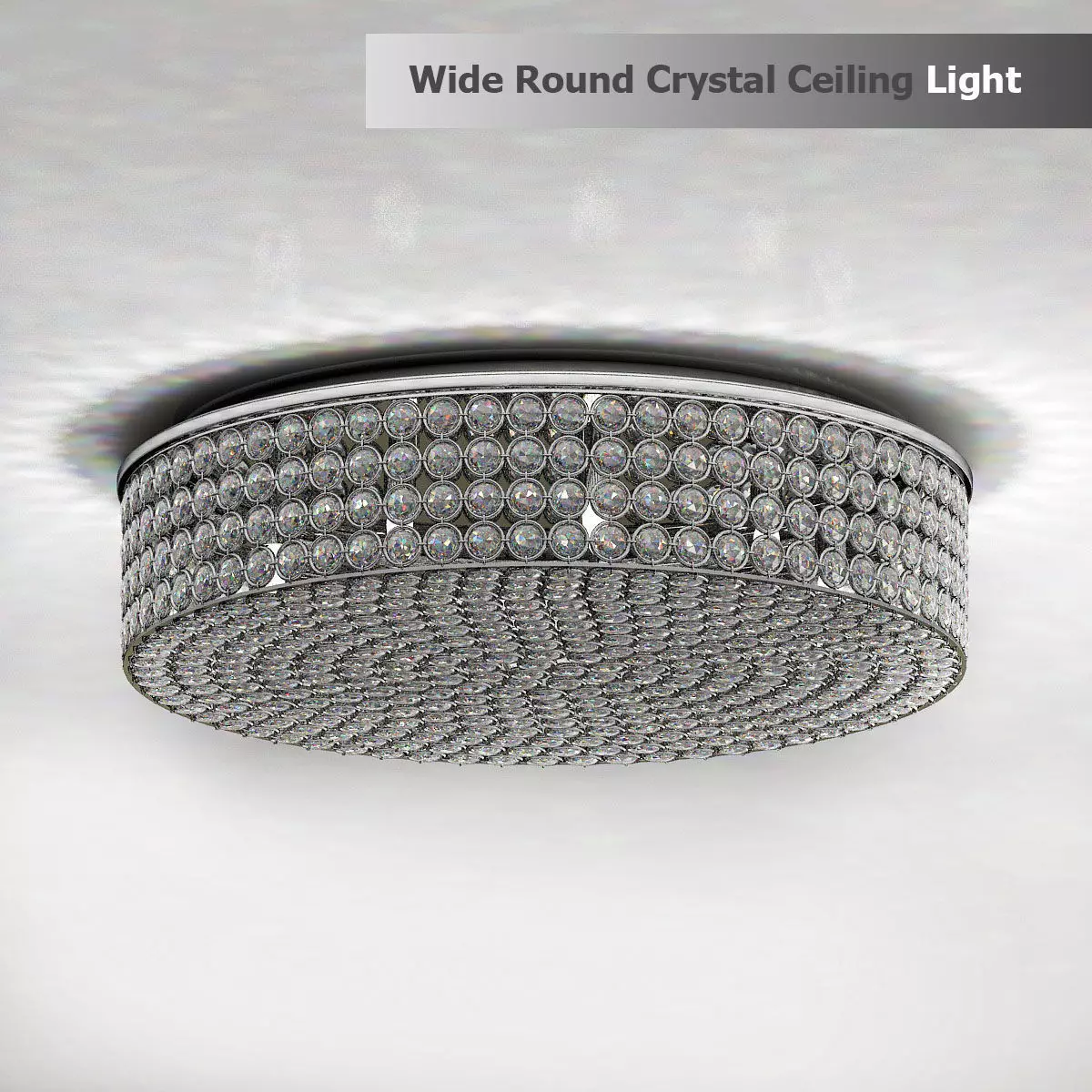 Velie wide round crystal ceiling light 3D model_0