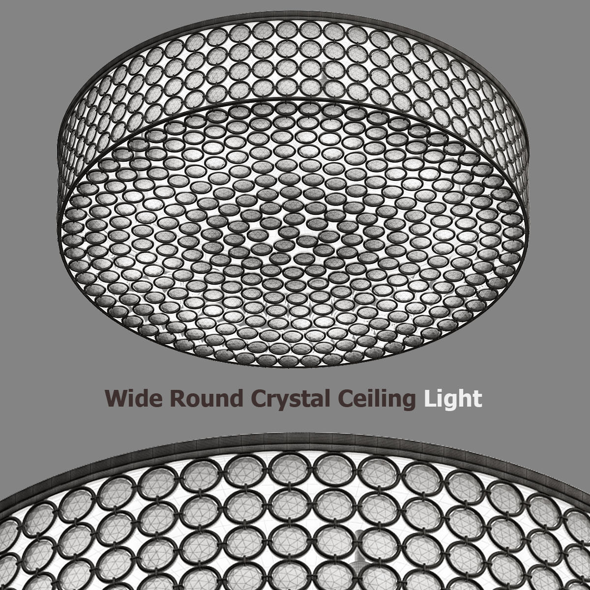 Velie wide round crystal ceiling light 3D model_1