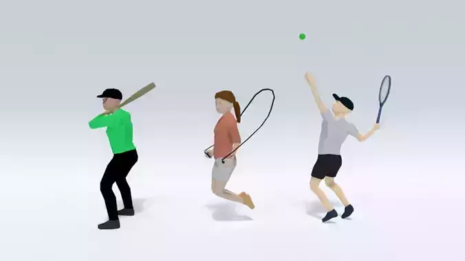 Low Poly Kids Playing Collection