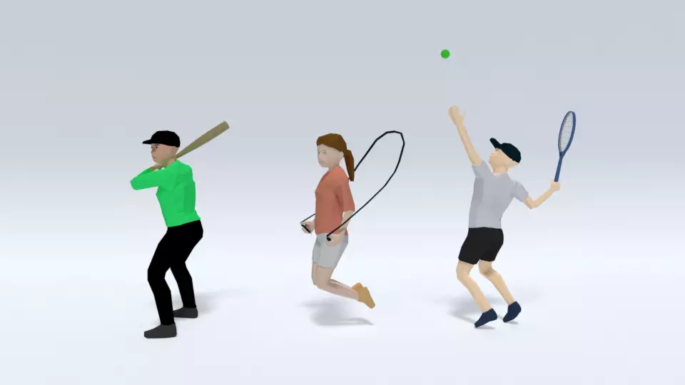 Low Poly Kids Playing Collection 3D Model Pack