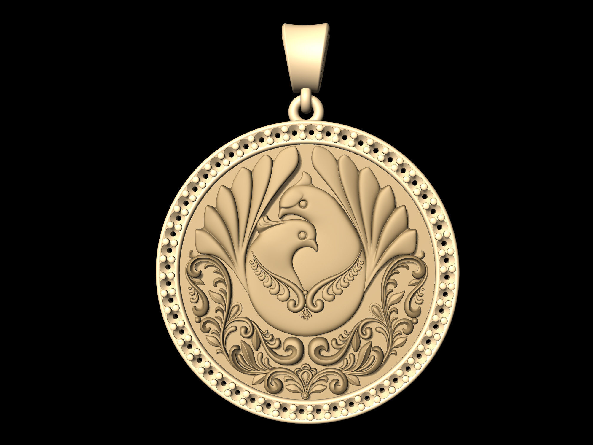 The loving doves pendant  3D print model_5
