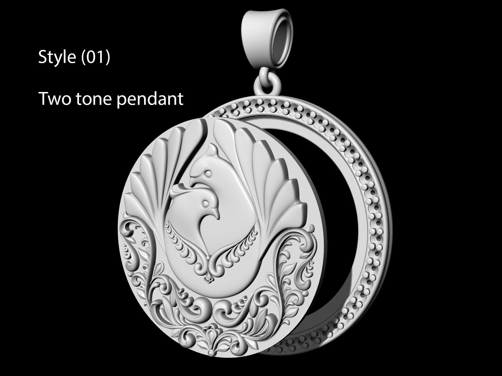 The loving doves pendant  3D print model_8