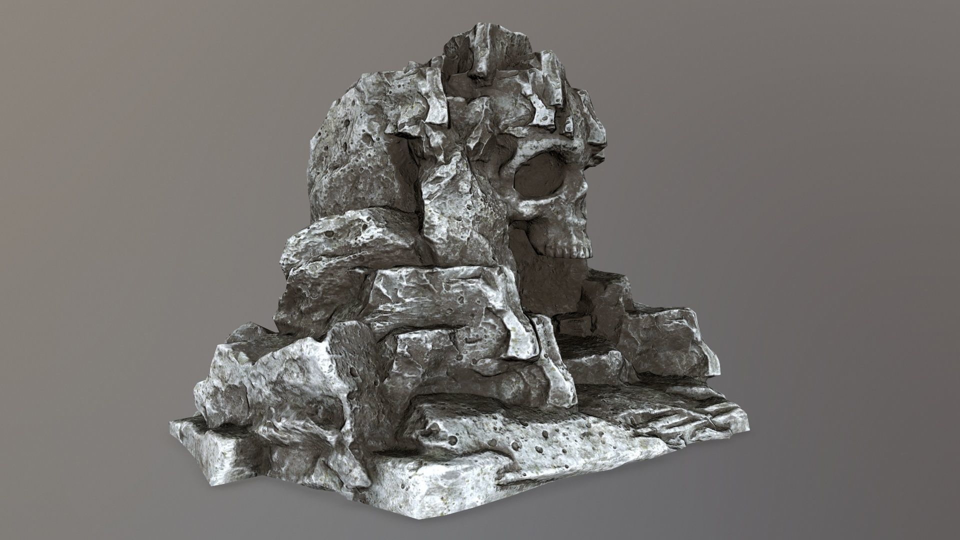 skull cave Low-poly 3D model_2