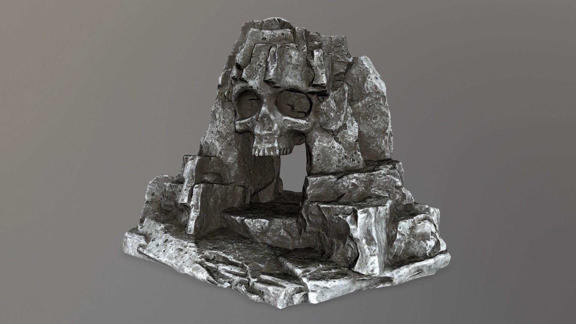 skull cave Low-poly 3D model_9