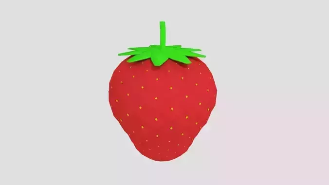 Low Poly Cartoon Strawberry