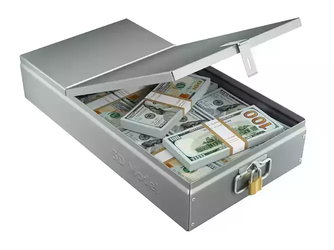 Safety Deposit Boxes with Money Stack