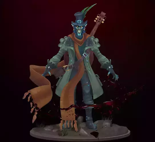 Instrumentalist clown Low-poly 3D model