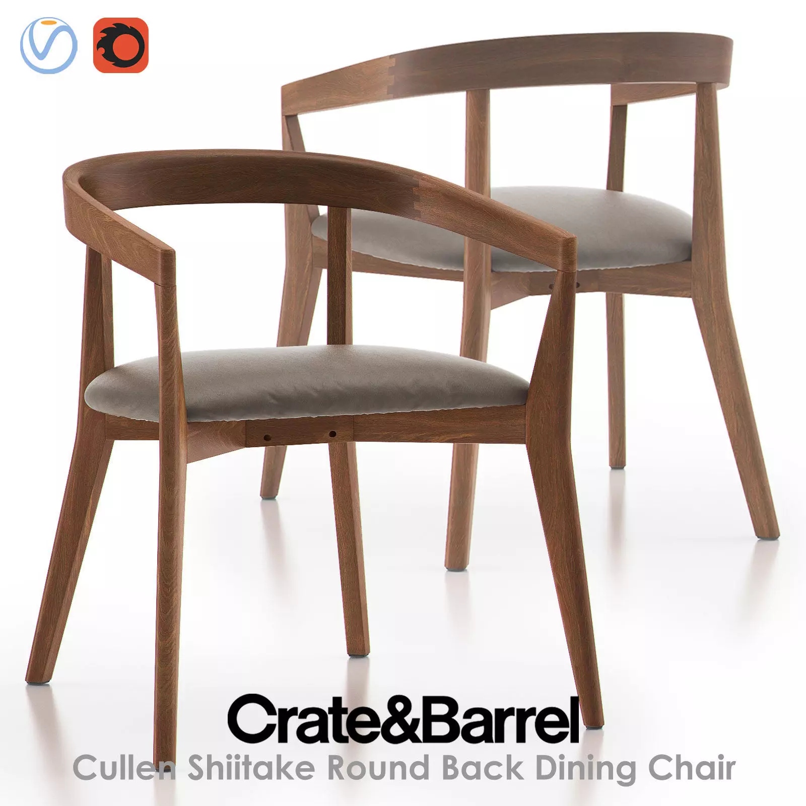 CULLEN Shiitake Round Back Dining Chair 3D model_0