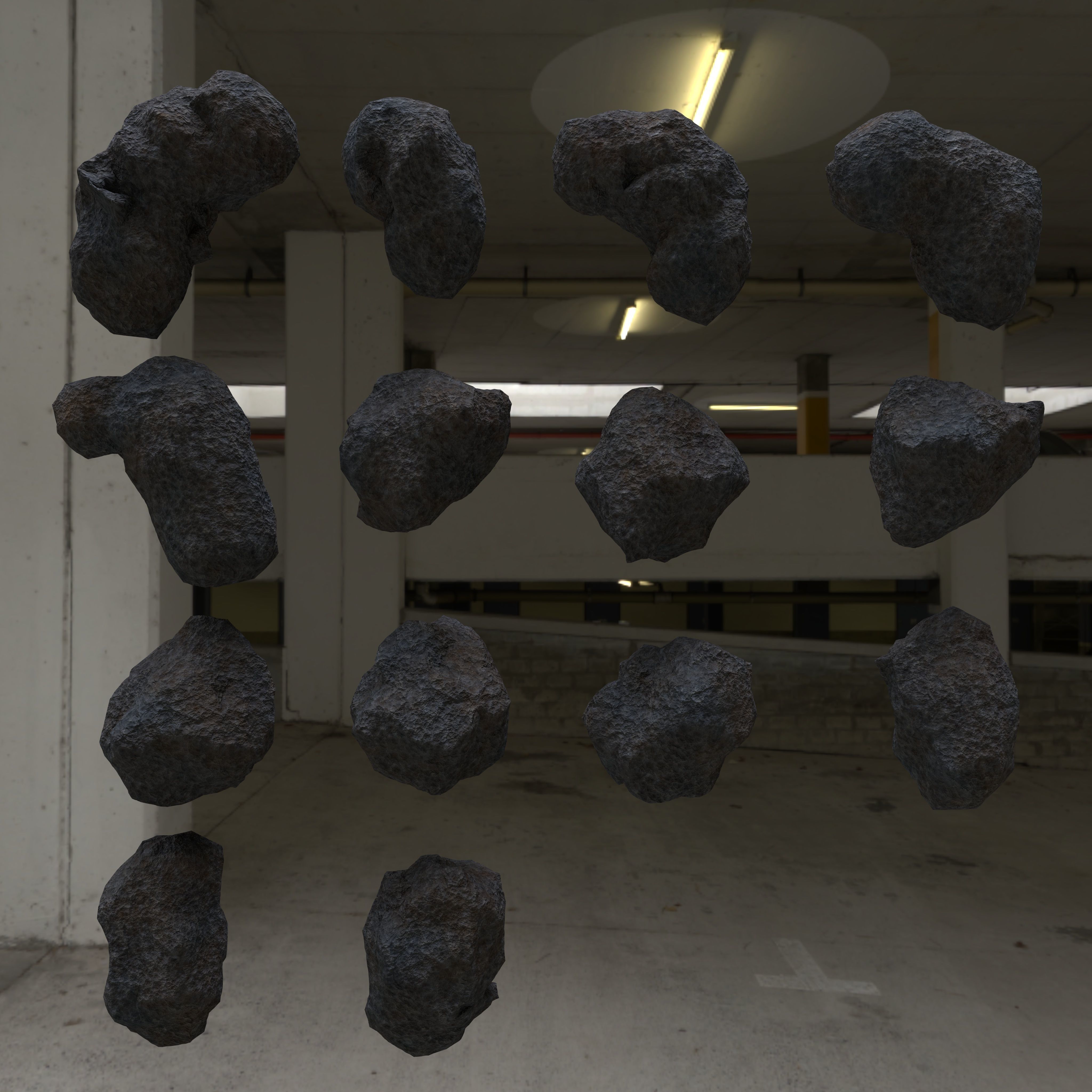 Asteroid geo pack 14 pieces Low-poly 3D model_6