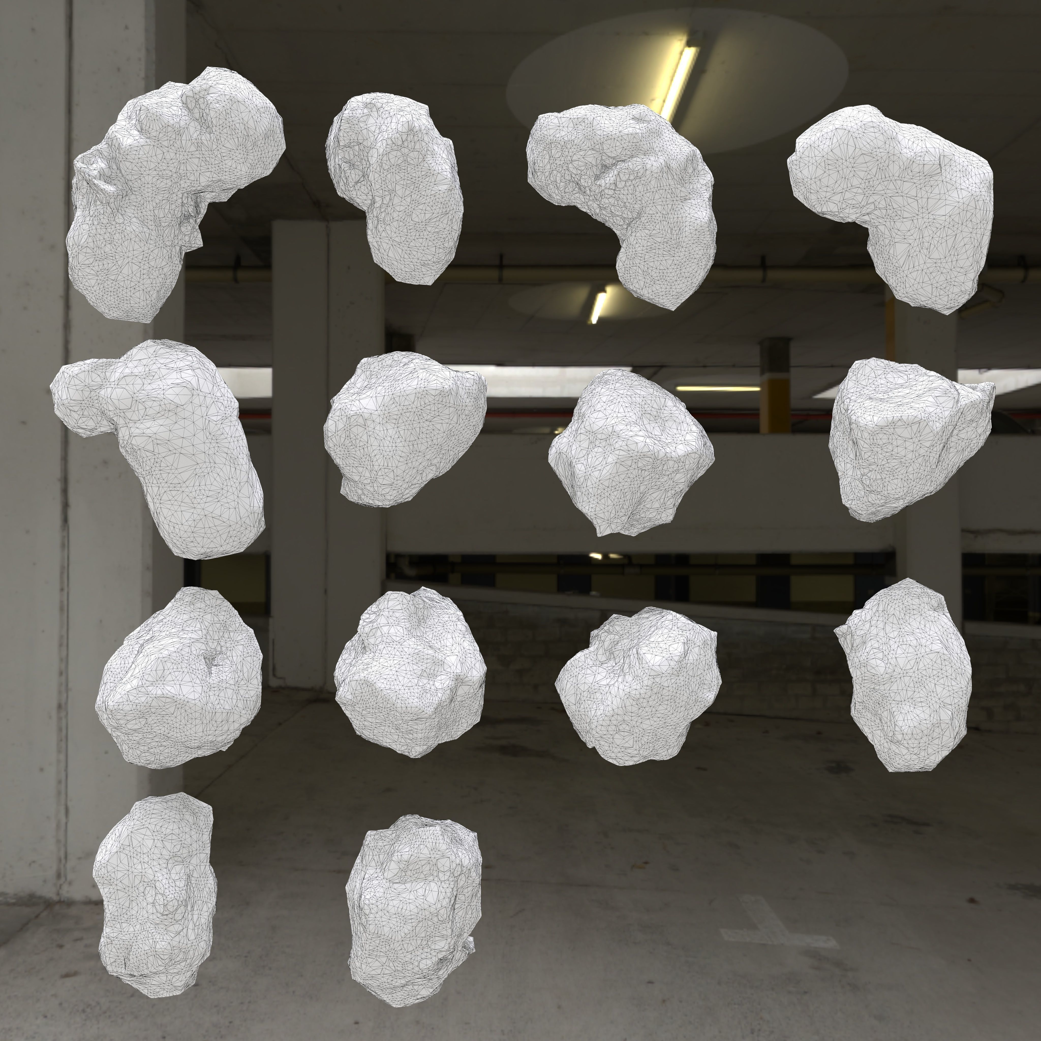 Asteroid geo pack 14 pieces Low-poly 3D model_9