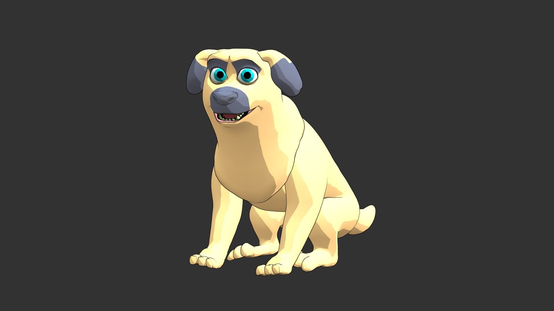 Dog cartoon  Low-poly 3D model_1