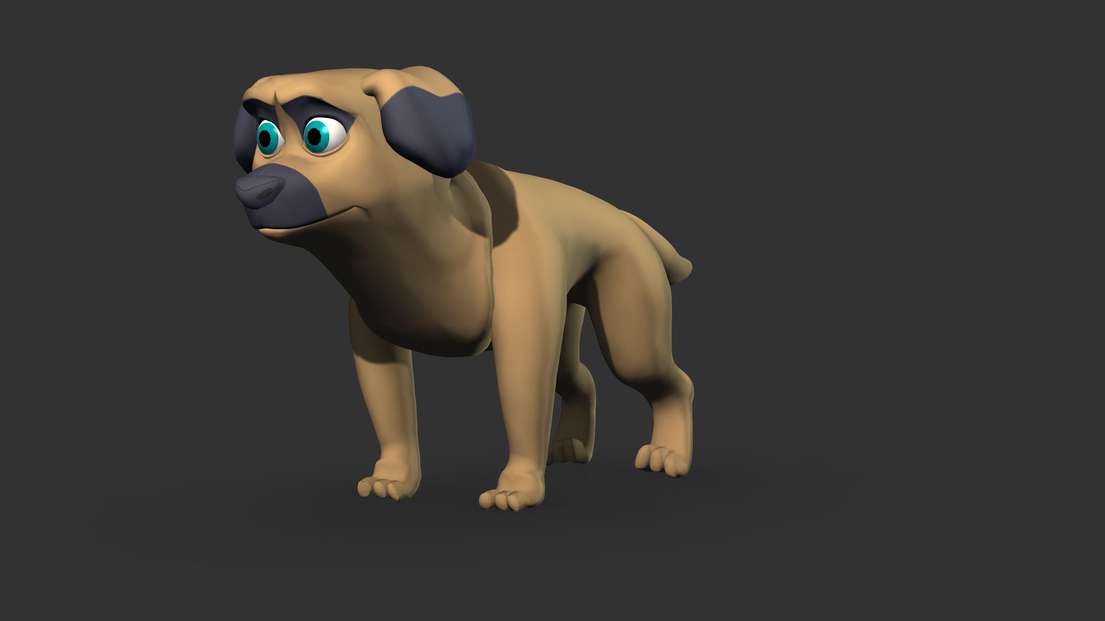 Dog cartoon  Low-poly 3D model_2